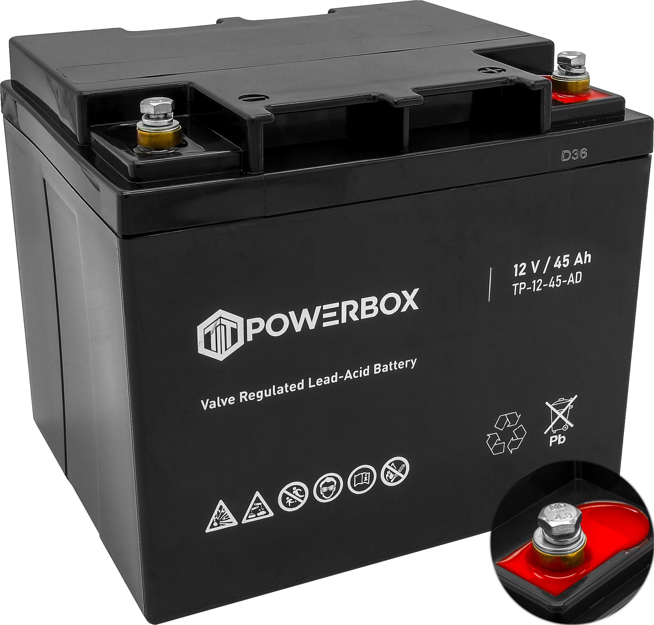 12V 45Ah miniatura POWERBOX Akumulator VRLA AGM 12V 45Ah - obrazek 1