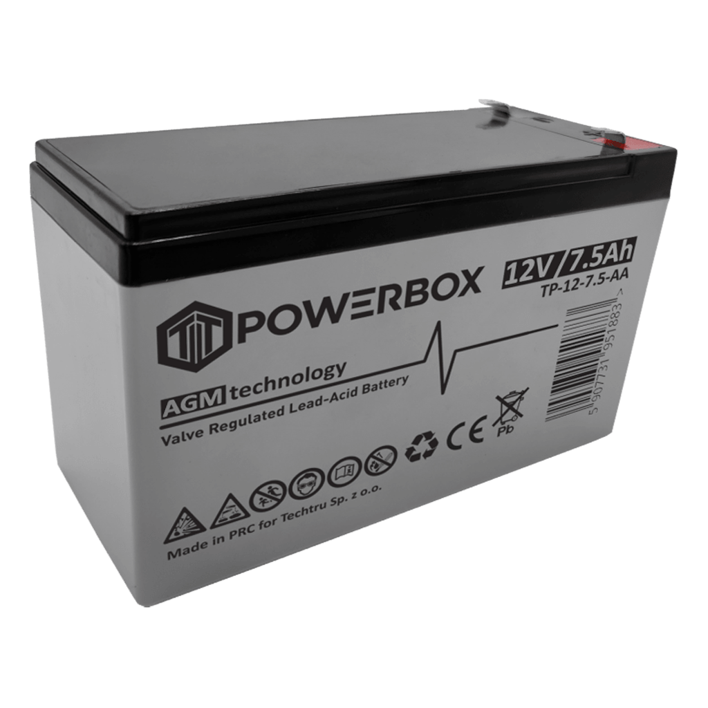 TP-12-7.5-AA POWERBOX Akumulator VRLA AGM 12V 7,5Ah - obrazek 1