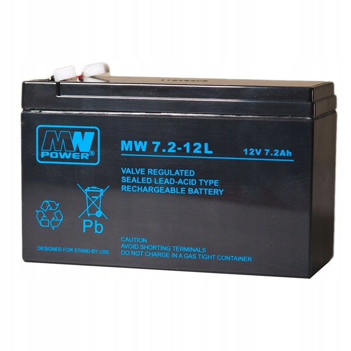 MOCNY-BEZOBSLUGOWY-AKUMULATOR-MW-7-2-12L-CIEZKI-2-4KG-12V-7-2Ah MW Akumulator VRLA AGM 12V 7.2Ah - obrazek 1