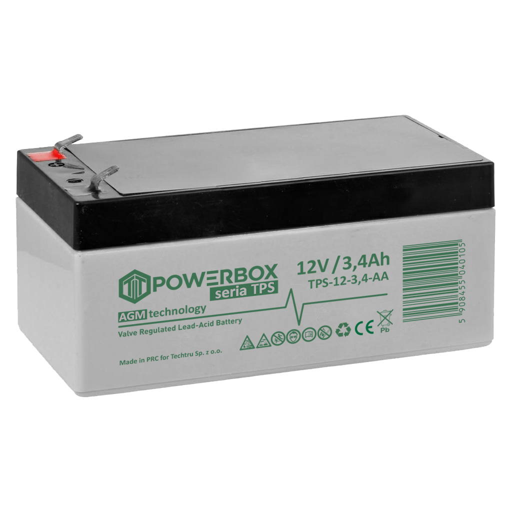 TPS-12-3,4-AA POWERBOX TPS Akumulator VRLA AGM 12V 3,4Ah - obrazek 1