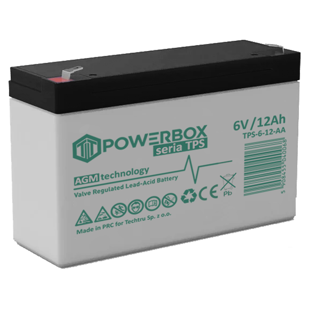 TPS-6-12-AA POWERBOX TPS Akumulator VRLA AGM 6V 12Ah - obrazek 1