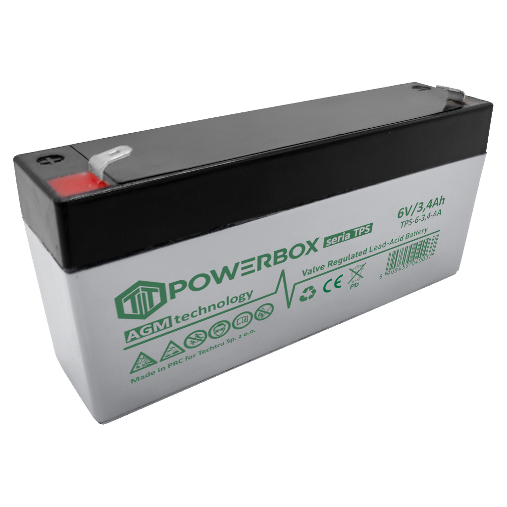 TPS-6-3,4-AA POWERBOX TPS Akumulator VRLA AGM 6V 3,4Ah - obrazek 1