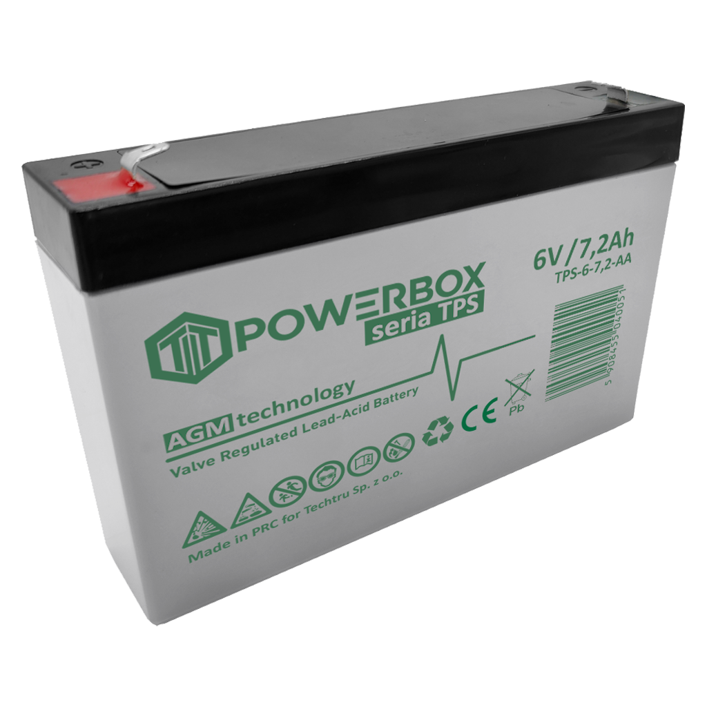 TPS-6-7,2-AA POWERBOX TPS Akumulator VRLA AGM 6V 7,2Ah - obrazek 1