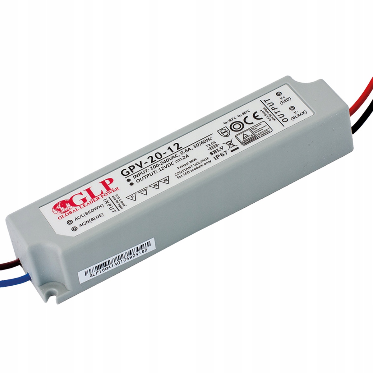 Zasilacz-LED-12V-DC-230V-AC-GLP-GPV-20-12-24W-2A-IP67 Zasilacz LED 12V DC / 230V AC GLP GPV-20-12 24W 2A IP67 - obrazek 1