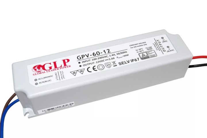 Zasilacz-LED-12V-DC-230V-AC-GLP-GPV-60-12-60W-5A-IP67-Marka-GLP Zasilacz LED 12V DC / 230V AC GLP GPV-60-12 60W 5A IP67 - obrazek 1