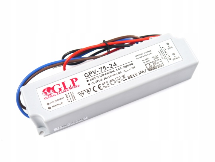 Zasilacz-LED-24V-DC-230V-AC-GLP-GPV-75-24-75W-3A-IP67 Zasilacz LED 24V DC / 230V AC GLP GPV-75-24 75W 3A IP67 - obrazek 1