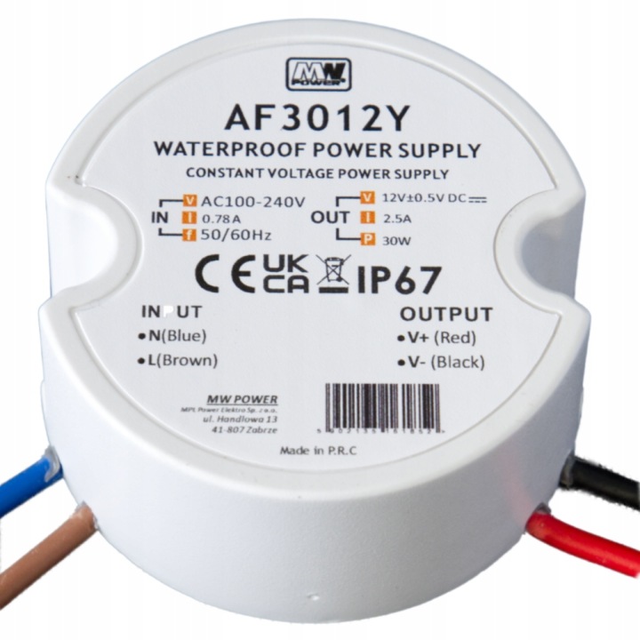 Zasilacz-LED-Do-Puszki-MW-AF3012Y-12V-2-5A-30W-IP67 Zasilacz LED 12V 30W 2,5A puszkowy hermetyczny AF3012Y - obrazek 1